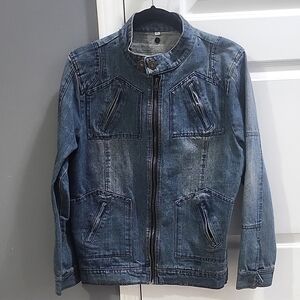 Denim Jacket with Zipper Details